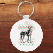 Porte-clés Great Dane Harlequin Dog Christmas Ugly Sweater Li (Recto)