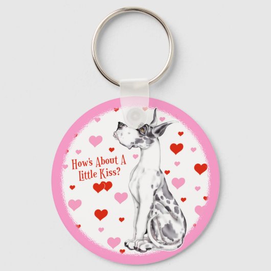 Porte-clés Great Dane Harlequin Valentine's Day Kiss (Recto)