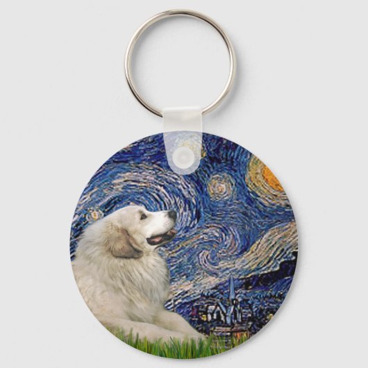 Porte-clés Great Pyrenees 2 - Nuit étoilée (Recto)