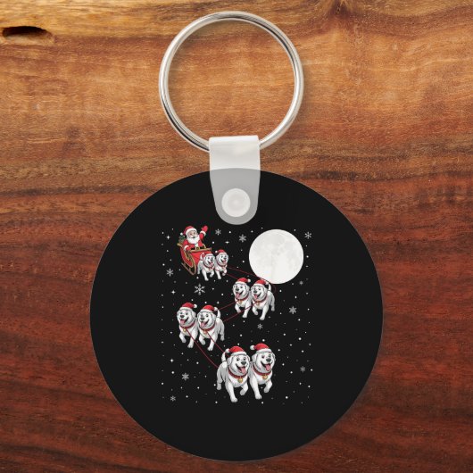 Porte-clés Great Pyrenees Dog Xmas Pajama Matching Santa Clau (Recto)