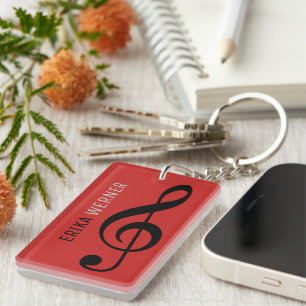 Porte-clés great red musical key-chain with name and initials