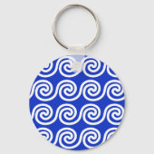 Porte-clés Grec Meander Key Waves Motif Bleu (Recto)