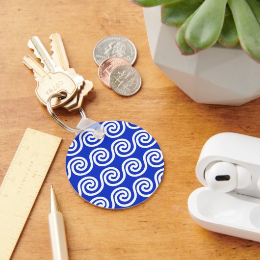 Porte-clés Grec Meander Key Waves Motif Bleu (Bureau)