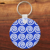 Porte-clés Grec Meander Key Waves Motif Bleu (Recto)