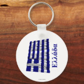 Porte-clés Grèce agitant drapeau avec nom en grec (Recto)