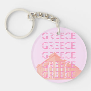 Porte-clés Grèce, Art Voyage Grec, Art Voyage Pastel, Rose
