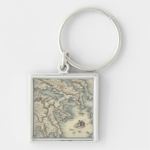 Porte-clés Grèce avec des cartes de Corfou et de Stampalia