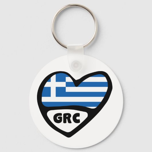 Porte-clés Grèce Code Pays Drapeau Clavier Coeur, GRC (Recto)