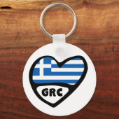 Porte-clés Grèce Code Pays Drapeau Clavier Coeur, GRC (Recto)