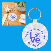 Porte-clés Grèce Coeur Drapeau Bleu AMOUR Personnalisé