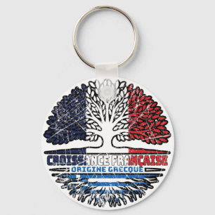 Porte-clés Grèce drapeau grec français France Arbre