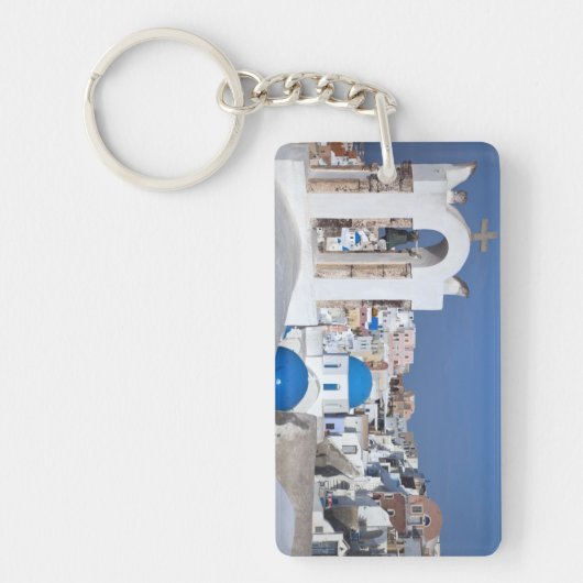 Porte-clés Grèce, Santorin. Clocher et dômes bleus de 2 (Devant)