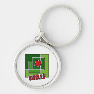 Porte-clés Green Abstraction with Twisted Red Square