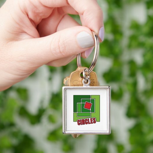 Porte-clés Green Abstraction with Twisted Red Square (main)