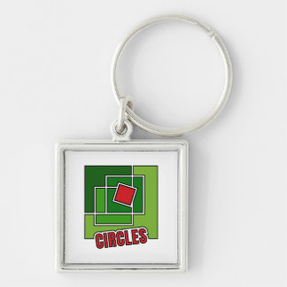 Porte-clés Green Abstraction with Twisted Red Square