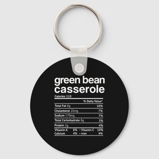 Porte-clés Green Bean Cerole Nutrition Facts Funny Thanksg (Recto)