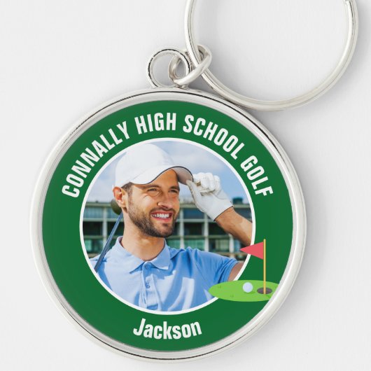 Porte-clés Green Golfer Photo High School Golf Team (Devant)