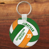 Porte-clés green orange personalized boys' volleyball (Verso)