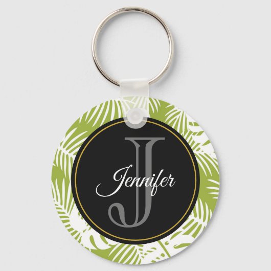 Porte-clés Green Palm Feuille Rainforest Motif Monogram (Recto)
