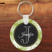 Porte-clés Green Palm Feuille Rainforest Motif Monogram (Recto)