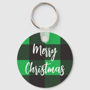 Porte-clés Green Plaid Pattern Merry Christmas