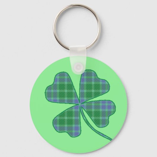Porte-clés Green Plaid Shamrock Four-Leaf Clover (Recto)
