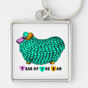 Porte-clés Green Ram Chinese New Year Zodiac Keychain