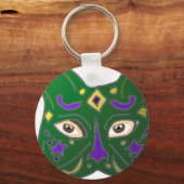 Porte-clés Green Venetian Cat Mask Design Key Ring (Recto)