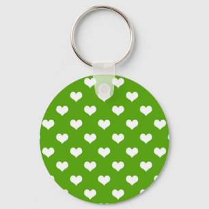 Porte-clés Green White Love Heart Motif Design