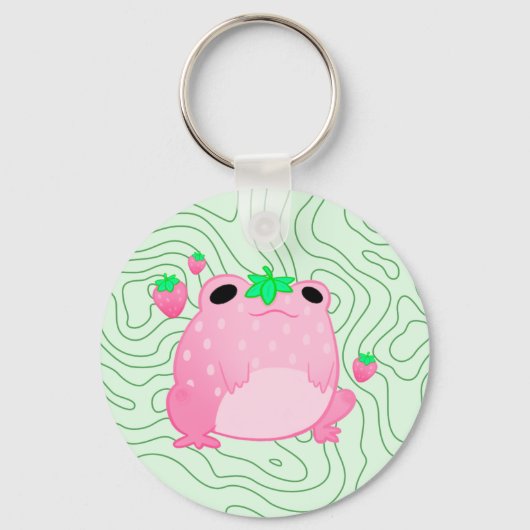 Porte-clés Grenouille à fraise Kawaii (Recto)
