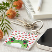 Porte-clés Grenouille à fraise Kawaii (Devant Droit)