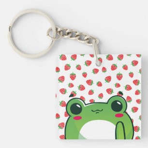 Porte-clés Grenouille à fraise Kawaii