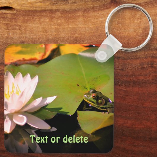 Porte-clés Grenouille Admirant Lotus Water Lily Personnalisé (Verso)