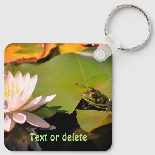 Porte-clés Grenouille Admirant Lotus Water Lily Personnalisé (Dos)
