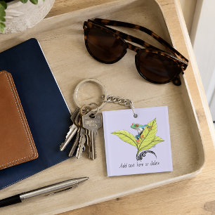 Porte-clés Grenouille aux yeux rouges Feuilles vertes Lavande