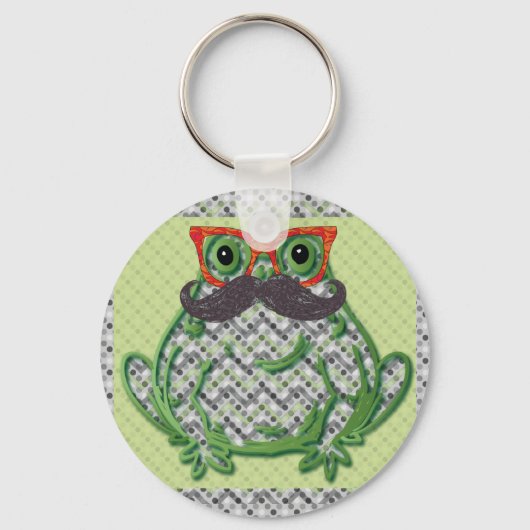Porte-clés Grenouille avec moustache et lunettes de poisson p (Recto)