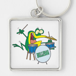 Porte-clés grenouille batteur de dessin animé drôle et ridicu