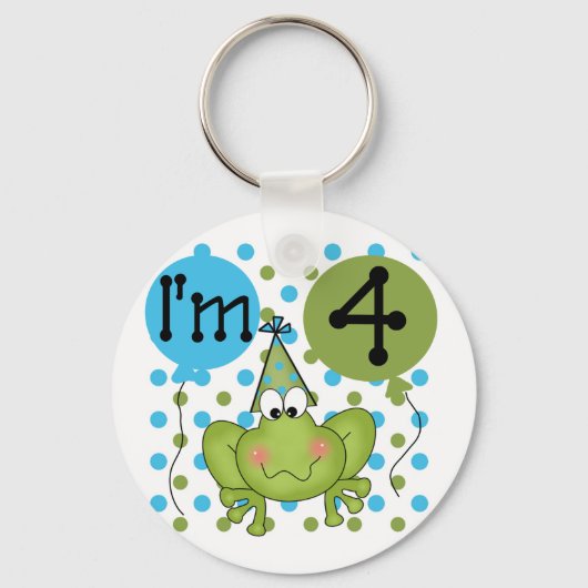 Porte-clés Grenouille bleue 4e anniversaire Tshirts et cadeau (Recto)
