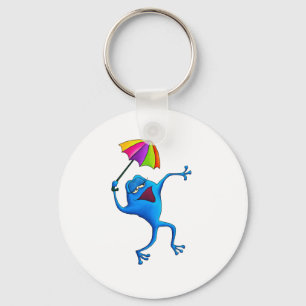 Porte-clés Grenouille bleue de chant avec le parapluie