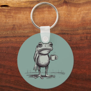Porte-clés Grenouille Buvant du Café Mème Grenouille Mystique