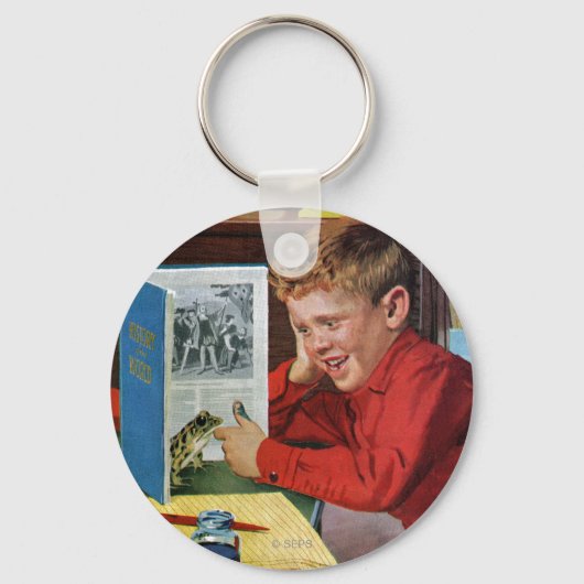 Porte-clés Grenouille dans la bibliothèque (Recto)