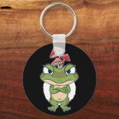 Porte-clés Grenouille drôle aux champignons (Recto)