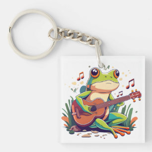 Porte-clés Grenouille Jouée avec Banjo - Cute Musical Amphibi