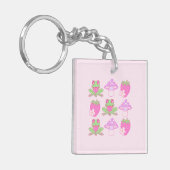 Porte-clés Grenouille Kawaii, champignon et fraise (Devant gauche)