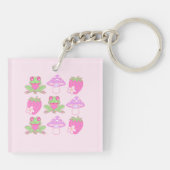 Porte-clés Grenouille Kawaii, champignon et fraise (Dos)