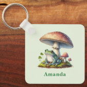 Porte-clés Grenouille sous un champignon Mignon Nature (Recto)