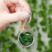Porte-clés Grenouille verte mignonne cachée dans des feuilles (main)
