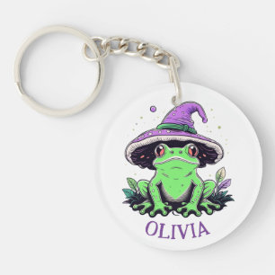 Porte-clés Grenouille verte portant un chapeau de sorcière vi