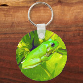 Porte-clés Grenouille verte sur une feuille, (Recto)