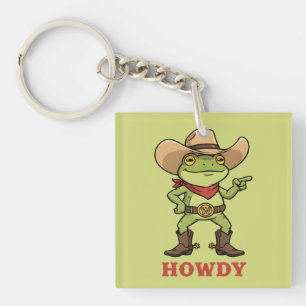 Porte-clés Grenouille Western Yeehaw Howdy Drôle Cowboy Mème
